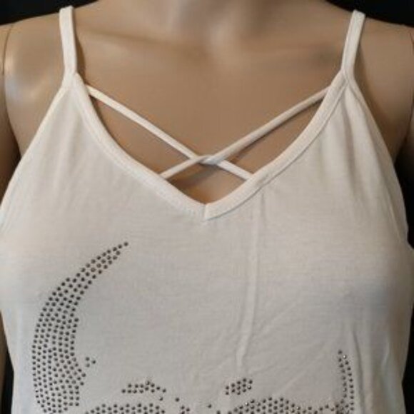 NWT Vocal Strappy Tank w/ Studded Skull Off White Sz M - Picture 3 of 4